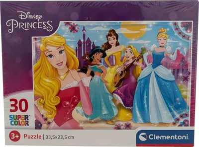 Zdjęcie produktu dla Disney Princess, Kopciuszek, Roszpunka, Bella, Dżasmina, puzzle 30 elementów, puzzle dla dzieci, Clementoni 08503
