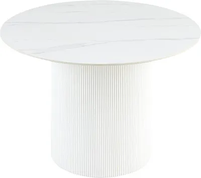 Produktbild von riess-ambiente Runder Esstisch UNIQUE 120cm weiß Keramik mit Säulenfuß