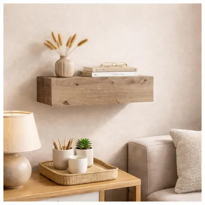 Produktbild von Wandregal mit Schublade 40 cm Artisaneiche