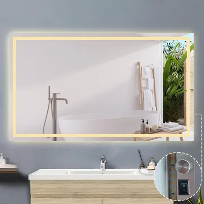 Produktbild von LED Badezimmerspiegel mit Knopfschalter Beschlagfrei 3 Lichtfarbe Dimmbar Speicherfunktion 140x80cm