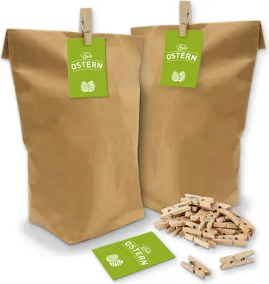 Produktbild von itenga Set Frohe Ostern 10x Geschenktüten + 10x Klammern + 10x Geschenkkarten