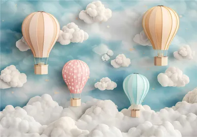 Produktbild von Fototapete Ballons Wolken Himmel - 368x254 cm - Vliestapete Kinderzimmer - Vlies Fototapete Blau - 16311V8