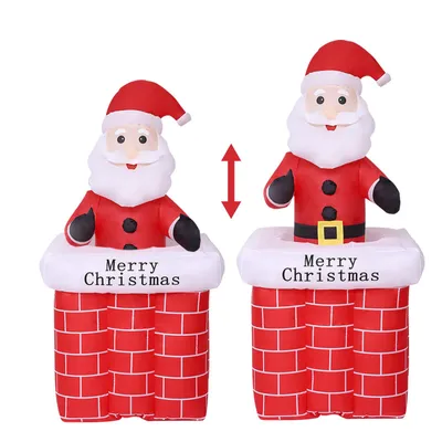 Produktbild von 180cm LED Aufblasbare Weihnachtsdeko,Weihnachtsmann im Schornstein nach oben und unten,Selbstaufblasbare Weihnachtsdekoration für Hof, Garten, Rasen
