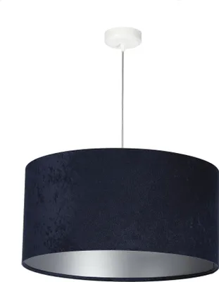 Produktbild von Pendelleuchte Blau Silber rund Ø 50 cm Stoff in Velours Optik verstellbar E27 Hängelampe Schlafzimmer Wohnzimmer Esszimmer