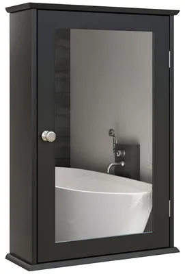 Produktbild von Badezimmerschrank mit Spiegel und Magnetverschlusstš¹r, 41 x 14 x 60 cm, Schwarz