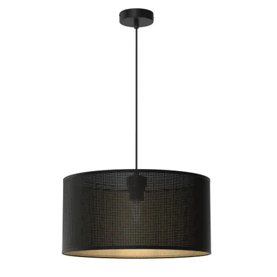 Image de Lampe suspendue noire avec intérieur doré Ø40cm abat-jour Loft 1xE27 15W Luminex