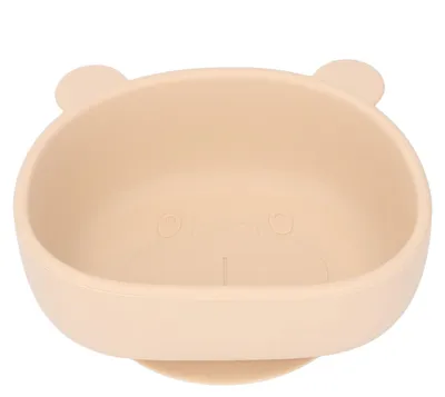 Produktbild von Babynahrungsschüssel, süßes Kind, Kleinkind, Cartoon-Panda-förmiges Silikon mit Saugnapf für Snacks, Obst, Beige