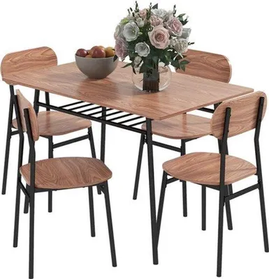 Image de Ensemble de salle à manger - Ensemble de table et chaises marron - Compact