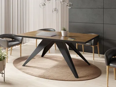 Obrázok produktu pre Jedálenský stôl Vance v modernom štýle, obdĺžnikový stôl - rozťahovací od 140 cm do 240 cm, kovové nohy s čiernou práškovou povrchovou úpravou - 140 x 80 cm - dub Lefkas