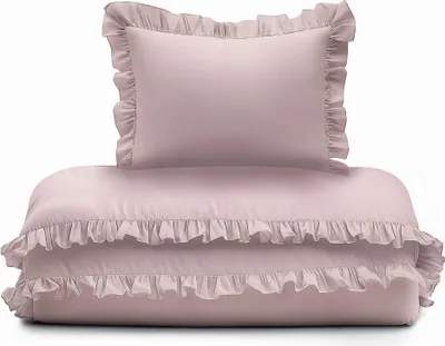 Produktbild von Babybettwäscheset mit Rüschen 100x135 Baumwolle 2-teilig Puderrosa