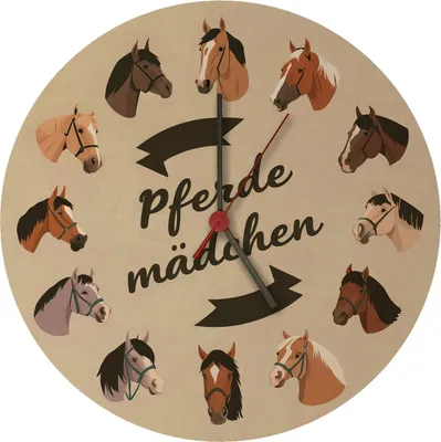 Produktbild von Pferdemädchen und Pferde Wanduhr aus MDF
