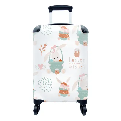 Produktbild von MuchoWow® Koffer Handgepäck Trolley Rollkoffer Kleine Reisekoffer mit 4 Rollen - Ostern - Muster - Osterkorb - Cabin Size < 55x40x23 cm & 55x40x20 cm - Fotokoffer - Kabinenkoffer - Boardgepäck - Reise-Box - Reisekoffer - Reisegepäck - Koffer mit Bild - Trolley für Kinder