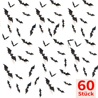 Produktbild von Oblique Unique 3D Fledermäuse 60er Set Halloween Wandtattoo Wandsticker Wanddeko