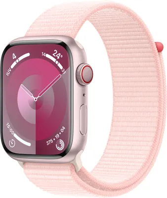 Produktbild von APPLE Watch Series 9 GPS + Cellular 45mm růžové hliníkové pouzdro se světle růžovým sportovním poutkem