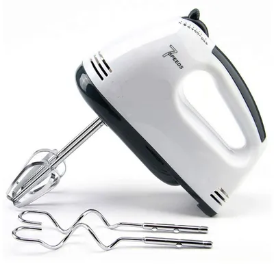 Handmixer 150 W, 7 Stufen, mit 2 Knethaken & 2 Schneebesen, weiß