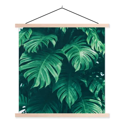 Produktbild von MuchoWow® Textilposter Monstera - Blätter - Pflanzen - Dschungel - Natur 60x60 cm mit holzfarbenen Rahmen - Wanddekoration