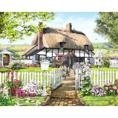 Produktbild von Crystal Art Landhaus Rosengarten 40x50