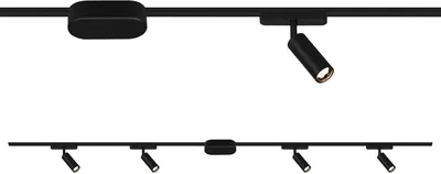 Image de Briloner Luxtrail Système de rail, kit de démarrage de 2 mètres, 4 spots LED, blanc chaud, 5W, 450lm par spot, orientables, extensible jusqu'à 10 mètres