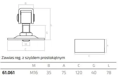 Obrázok produktu pre LogistSystem Nastaviteľný závesný systém, pozinkovaný, M16 – doska 120 x 75 mm, 1 ks – 61.061