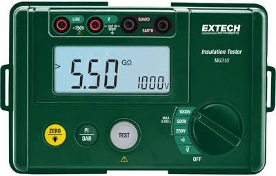 Immagine prodotto di Extech MG310 Tester di isolamento 250 V, 500 V, 1000 V 0,0055 T? (MG310)