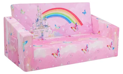 Klappbare Kinderbank 2-in-1, Doppelsitz, Prinzessin Schloss, 107x76x31 cm