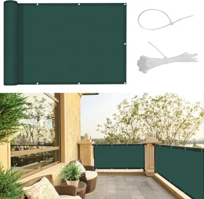 Productafbeelding van Famanu Balkonprivacybescherming, 90x500 cm - UV-bestendig, groen