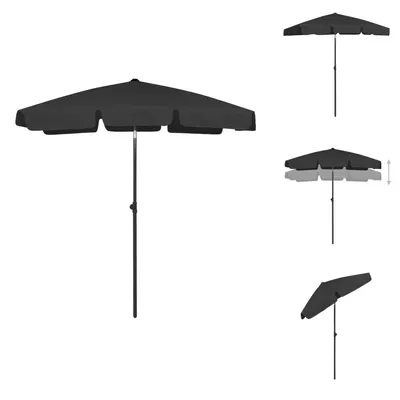 Productafbeelding van vidaXL Strandparasol zwart, 180x120 cm - Parasols en zonbescherming