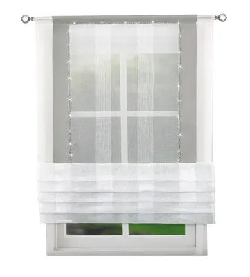 Produktbild von Vorhänge Fertiggardine Voile Gardine 85 x 130 cm mit Zirkonia silber band Hellgrau