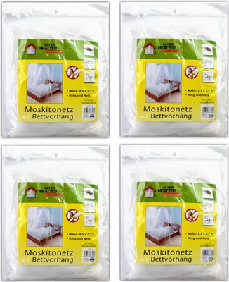 Produktbild von 4er Set XXL Moskitonetz Bettvorhang Mückenschutz fürs Bett Fliegennetz Betthimmel Insektennetz Mückennetz Fliegengitter Vorhang