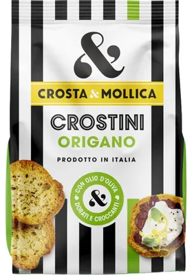 Produktbild von Crosta Mollica Crostini mit Oregano, knusprige Brotscheiben, 150 g