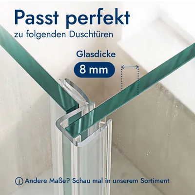 Produktbild von Bagnoxx Duschdichtung Anschlagdichtung 90 Grad, transparentes Eckprofil für Duschkabine im Bad, 8mm Glasstärke, Duschtürdichtung, PVC Duschlippe, 90 Grad Abdichtung