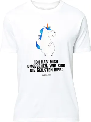 Produktbild von Mr. & Mrs. Panda Größe L T-Shirt Einhorn Mann - Weiß - Geschenk, Freundin, Party, Familie, Unicorn, Einhörner, Shirt, Tshirt, mit Spruch