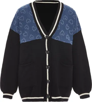 Produktbild von SANIKA damen strickjacke - schwarz wollweiss, M