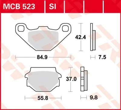 Obrázek produktu pro Sada brzdových destiček TRW MCB523SI W8 125 9PE 500 MX Django 125 LT250 KX125 WR250 Pegaso 650 ML TT12