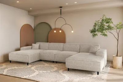 Produktbild von Wohnlandschaft Sofa U-Form GLORIA in Stoff Scala Sand