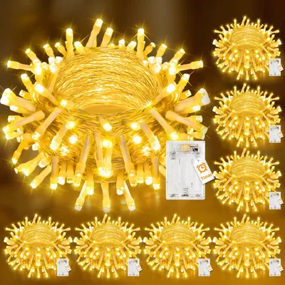 Produktbild von Lichterketten mit Batteriebetrieb und Timer, 100 LEDs, warmweiß, wasserdicht, 2 Modi, 10 Meter