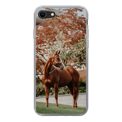 Produktbild von MuchoWow® Handyhülle Schutzhülle Hülle für iPhone 7 Pferd - Baum - Halfter Silikon Softcase Handy Hülle - Kartenhalter