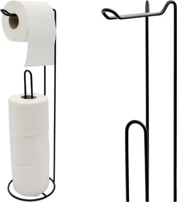 Zdjęcie produktu dla Stojak na papier toaletowy, metalowy, czarny, 54 cm