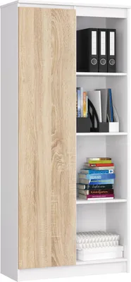 Image de Akord Étagère Blanc Chêne Sonoma 80X35X180