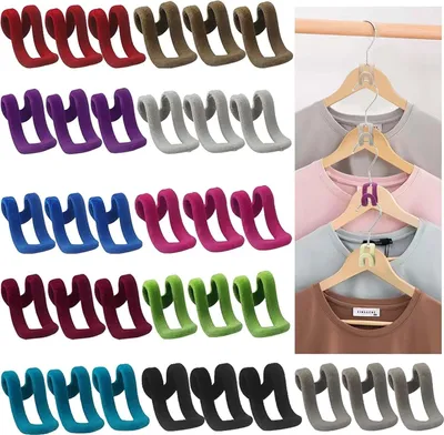 Produktbild von 33Pcs Kleiderbügel Haken,Platzsparende Kleiderbügel Verbinder,Mini Beflockungshaken,Rutschfester Cascading Kleiderbügelhaken Anschlusshaken für Bügel Schrank Platzeinsparung
