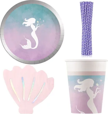 Produktbild von Partyset 48 tlg. Meerjungfrau Geburtstagsdeko Partyset zum Kindergeburtstag
