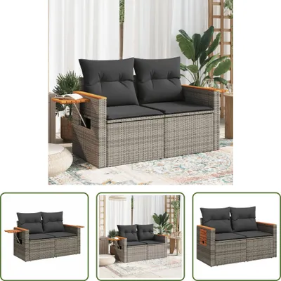 Produktbild von The Living Store Gartensofa 2-Sitzer mit Kissen Grau Poly Rattan