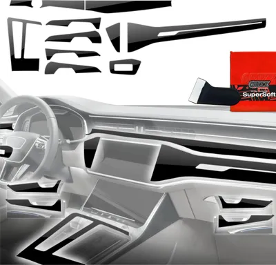 Produktbild von 11in1 Schutzfolien für Mittelkonsole & Armaturenbrett - Audi A7 C8 (2018-2025) Schwarz Glanz Grizz Protector
