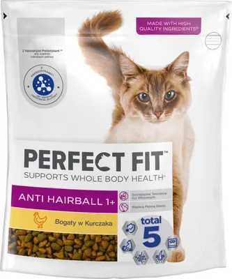 Produktbild von Perfect Fit Antihaarballen 1+ 750g Alleinfuttermittel für Katzen, reich an Hühnchen