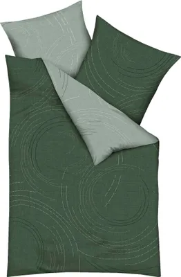 Produktbild von JACK by Kaeppel Fein Biber Wende Bettwäsche 2 tlg. Jaro Jade Grün Kreise Linien Reißverschluss, Größe:135x200cm Bettwäsche
