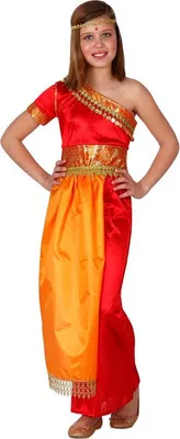 Produktbild von Atosa Hindu Mädchenkostüm Für Kinder Orange 7-9 Years Orange 7-9 Years