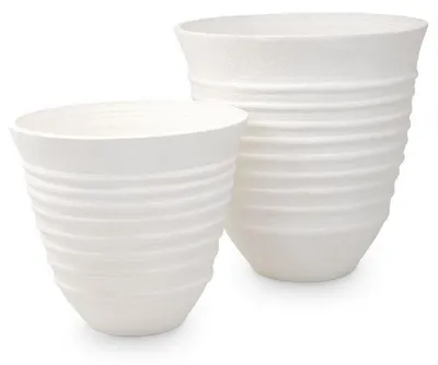 Produktbild von Casa Padrino Luxus Tonvasen Set Weiß - 2 Handgefertigte Runde Deko Vasen - Wohnzimmer Deko - Garten Deko - Deko Accessoires