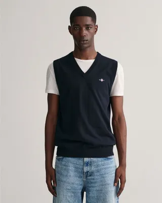 Image de Gilet sans manches Gant Classic, couleur bleu, taille L, pour homme, couleur bleu