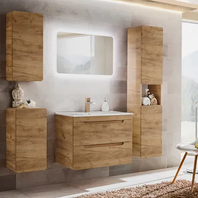 Produktbild von Badezimmer Komplettset LUTON-56-CRAFT in Wotan Eiche Nb. B/H/T ca. 180/200/46 cm