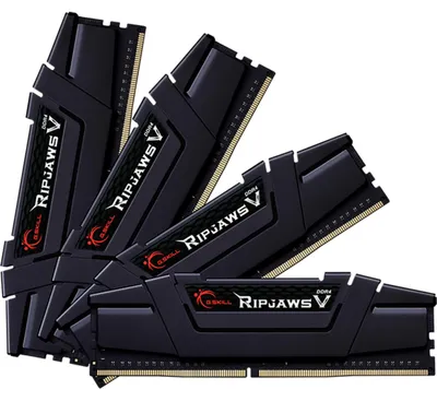 Produktbild von DIMM 32 GB DDR4-4000 (4x 8 GB) Quad-Kit (schwarz, F4-4000C18Q-32GVK, Ripjaws V, INTEL XMP)